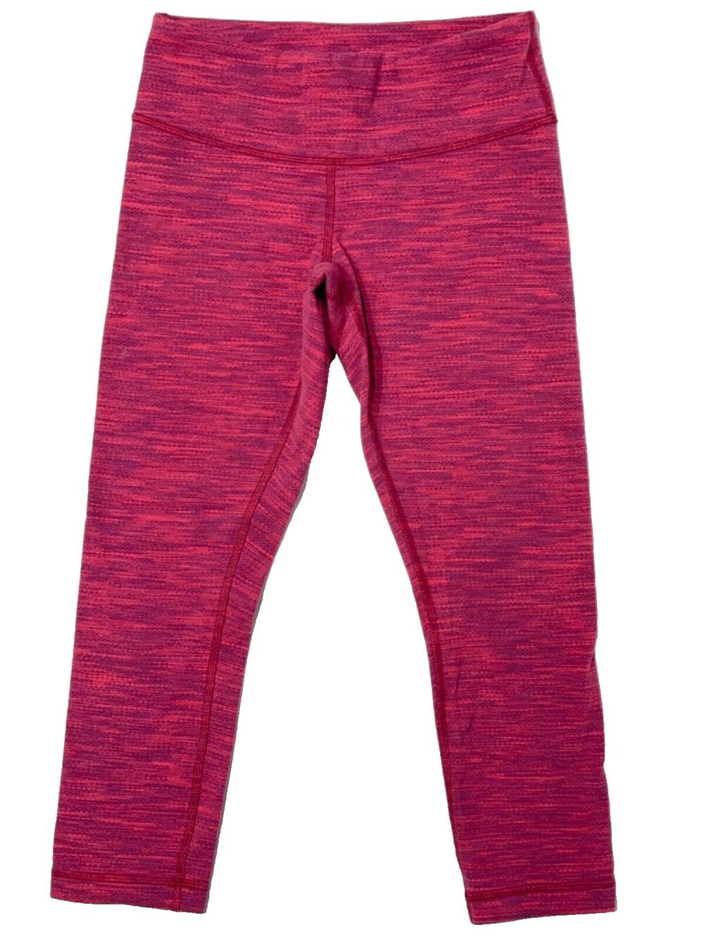 Lululemon Wunder Under Crop Leggings Red Pink Berry Heather Women's Size 4 (A2)